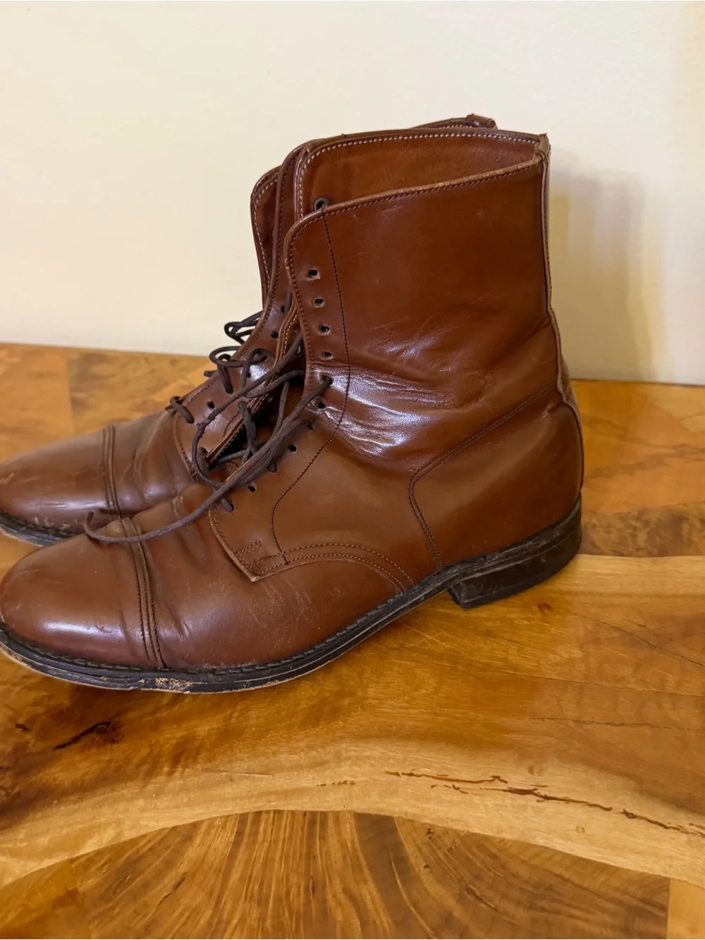Vintage Leather Boots Cap Toe England Size 5